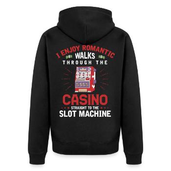 Enjoy walks through the casino to slot machine - Unisex Premium Bio Zip Hoodie - Schwarz - Hinten - Nico (187cm)