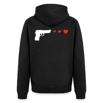 Pistolet d'amour de coeur - Veste à capuche bio Premium Unisexe - noir - Dos - Nico (187cm)