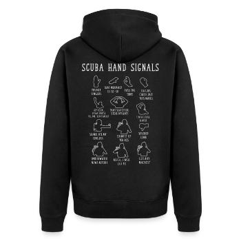 Signaux de plongée sous forme de signaux manuels, cadeau de plongeur - Veste à capuche bio Premium Unisexe - noir - Dos - Nico (187cm)