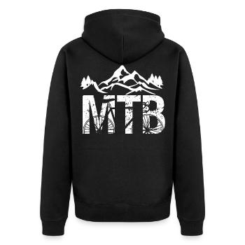 MTB Design - Unisex Premium Bio Zip Hoodie - Schwarz - Hinten - Nico (187cm)