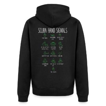 Diver hand signals, diving water sport - Unisex Premium Organic Zip Hoodie - black - Back - Nico (187cm)