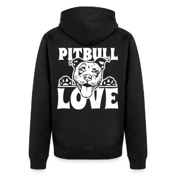 Pitbull Love, Pitbull Puppy Dog Breeder - Unisex Premium Organic Zip Hoodie - black - Back - Nico (187cm)