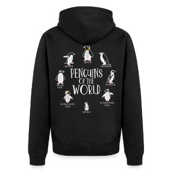 Pinguine der Welt, Königspinguin, Vögel Antarktis - Unisex Premium Bio Zip Hoodie - Schwarz - Hinten - Nico (187cm)