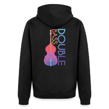 Kontrabass - Unisex Premium Bio Zip Hoodie - Schwarz - Hinten - Nico (187cm)