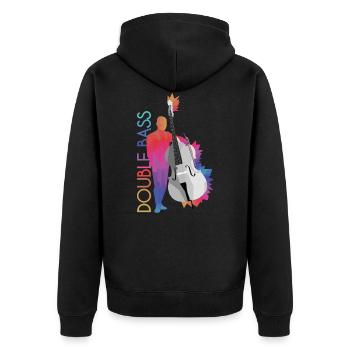 Kontrabass - Unisex Premium Bio Zip Hoodie - Schwarz - Hinten - Nico (187cm)