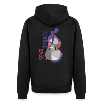 Kontrabass - Unisex Premium Bio Zip Hoodie - Schwarz - Hinten - Nico (187cm)