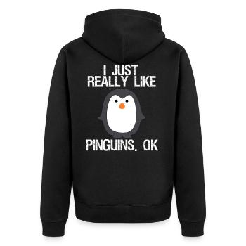 J'aime vraiment les pingouins. D'accord - Veste à capuche bio Premium Unisexe - noir - Dos - Nico (187cm)