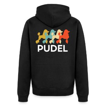Pudel Zwergpudel Königspudel Mittelpudel - Unisex Premium Bio Zip Hoodie - Schwarz - Hinten - Nico (187cm)