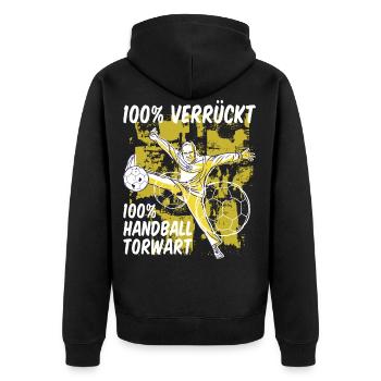 Handball Torwart Sprüche Sport Geschenk - Unisex Premium Bio Zip Hoodie - Schwarz - Hinten - Nico (187cm)