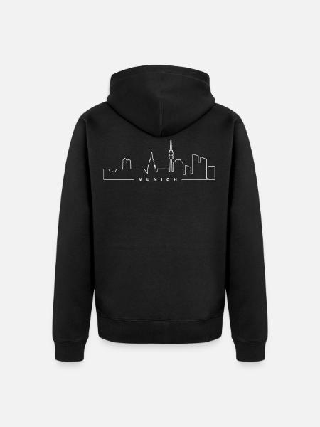 Skyline Munich germany - Unisex Premium Organic Zip Hoodie - black