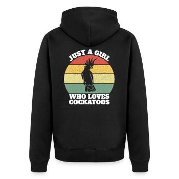 Kakadu für Frauen - Unisex Premium Bio Zip Hoodie - Schwarz - Hinten - Nico (187cm)