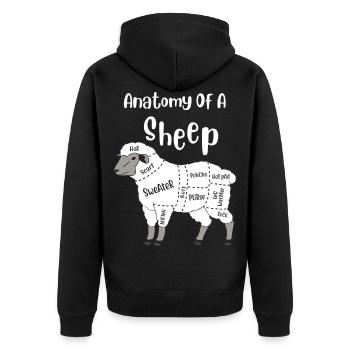 Anatomy of a Sheep Cute Yarn Wool Sheep Knitting - Unisex Premium Organic Zip Hoodie - black - Back - Nico (187cm)