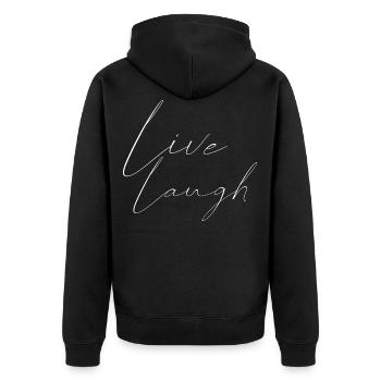 live laugh - Unisex Premium Organic Zip Hoodie - black - Back - Nico (187cm)