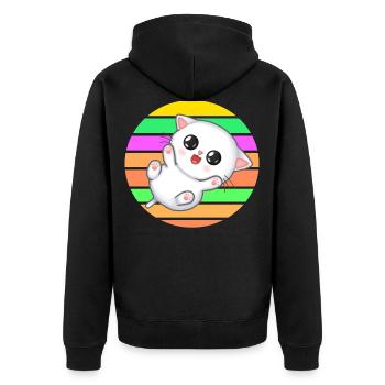 Bébé chaton au coucher du soleil - Veste à capuche bio Premium Unisexe - noir - Dos - Nico (187cm)