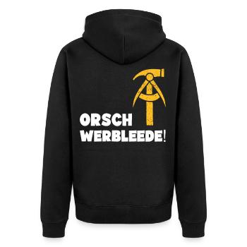 DDR retro Sprüche sächsisch Geschenk - Unisex Premium Bio Zip Hoodie - Schwarz - Hinten - Nico (187cm)