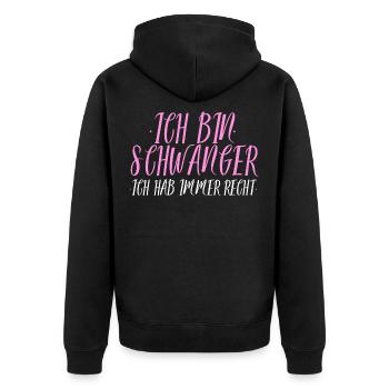 Ich bin Schwanger - Lustiger Spruch Geschenk Mama - Unisex Premium Bio Zip Hoodie - Schwarz - Hinten - Nico (187cm)
