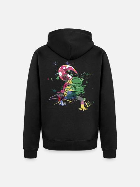 Gecko Reptil, Reptilien, Echse, Tierpfleger - Premium økologisk unisex-hættejakke - sort