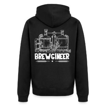Brauer, Brauerei, Bier Brauen, Zapfen, Maische - Unisex Premium Bio Zip Hoodie - Schwarz - Hinten - Nico (187cm)