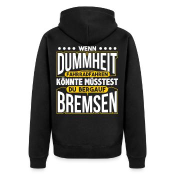 Fahrradfahrer Geschenk - Unisex Premium Bio Zip Hoodie - Schwarz - Hinten - Nico (187cm)