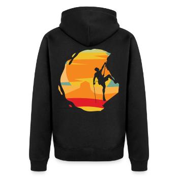 Rock Climbing Retro Bouldering Climber - Unisex Premium Organic Zip Hoodie - black - Back - Nico (187cm)