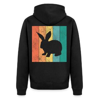 Rabbit Retro Rabbit Easter Gift - Unisex Premium Organic Zip Hoodie - black - Back - Nico (187cm)
