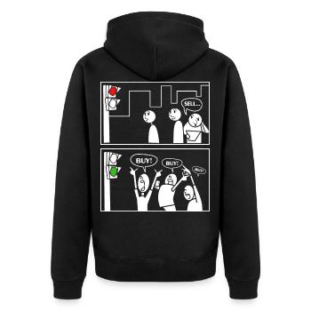 Börse Aktien Börsenhandel Trading Trader Daytrader - Unisex Premium Bio Zip Hoodie - Schwarz - Hinten - Nico (187cm)