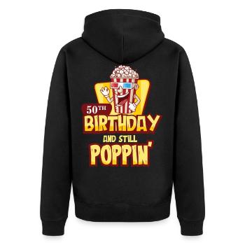 50 Geburtstag, 50 Jahre alt - Unisex Premium Bio Zip Hoodie - Schwarz - Hinten - Nico (187cm)