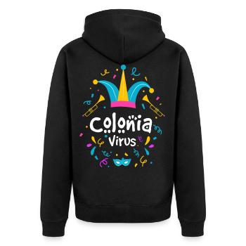 Colonia Virus Köln Karneval Geschenk - Unisex Premium Bio Zip Hoodie - Schwarz - Hinten - Nico (187cm)