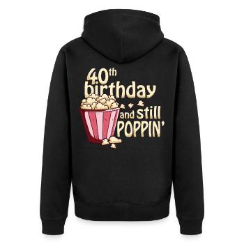 40 geburtstag, 40 jahre - Unisex Premium Bio Zip Hoodie - Schwarz - Hinten - Nico (187cm)
