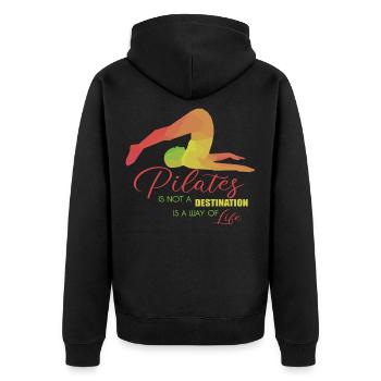 Pilates Geschenk - Unisex Premium Bio Zip Hoodie - Schwarz - Hinten - Nico (187cm)