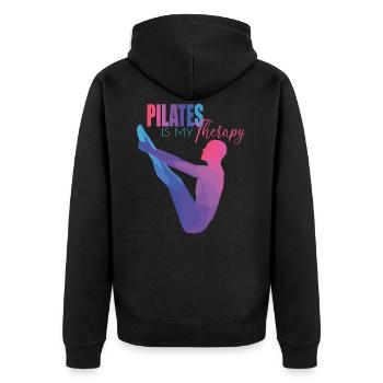 Pilates Geschenk - Unisex Premium Bio Zip Hoodie - Schwarz - Hinten - Nico (187cm)