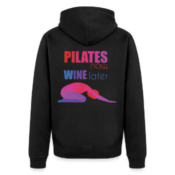 Pilates - Unisex Premium Bio Zip Hoodie - Schwarz - Hinten - Nico (187cm)