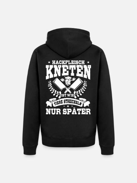Fleischer Metzger Geschenk, BBQ, Hackfleisch - Unisex Premium Bio Zip Hoodie - Schwarz