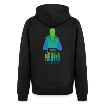 Kendo - Unisex Premium Organic Zip Hoodie - black - Back - Nico (187cm)