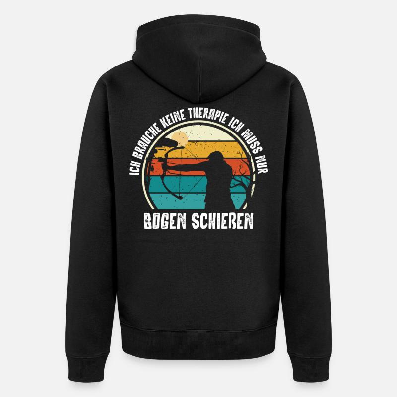 Bogenschießen, Archery, Langbogen, Compound - Unisex Premium Bio Zip Hoodie - Schwarz