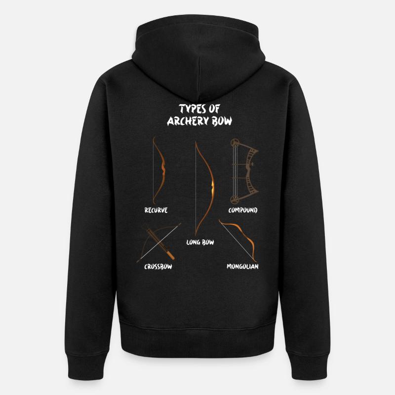 Arten von Bögen, Langbogen, Bogenschießen - Unisex Premium Bio Zip Hoodie - Schwarz