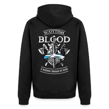 Scottish Blood Flows Through My Veins - Unisex Premium Organic Zip Hoodie - black - Back - Nico (187cm)