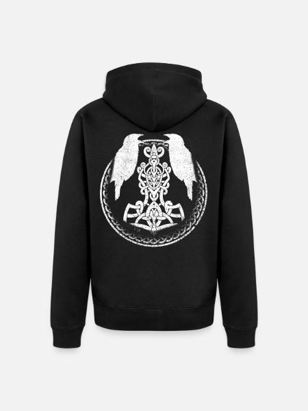Viking Celtic Huginn - Unisex Premium Organic Zip Hoodie - black