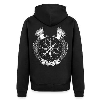 Wikinger Ring, Wikinger Und Symbole - Unisex Premium Bio Zip Hoodie - Schwarz - Hinten - Nico (187cm)