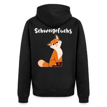 Schweigefuchs Fuchs Schule Schüler Geschenkidee - Unisex Premium Bio Zip Hoodie - Schwarz - Hinten - Nico (187cm)