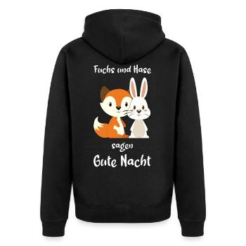 Fuchs Hase Oberteil Schlafanzug Geschenk - Unisex Premium Bio Zip Hoodie - Schwarz - Hinten - Nico (187cm)