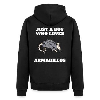 Juste un garçon qui aime les armadillons - Veste à capuche bio Premium Unisexe - noir - Dos - Nico (187cm)
