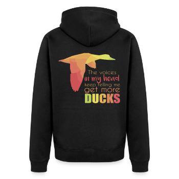 Ente - Unisex Premium Bio Zip Hoodie - Schwarz - Hinten - Nico (187cm)