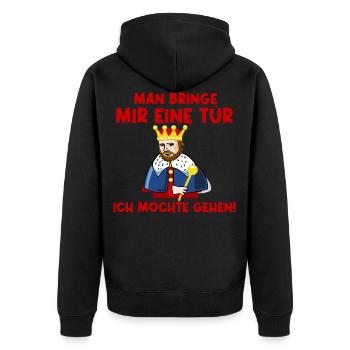 Man bringe mir eine Tür - Unisex Premium Bio Zip Hoodie - Schwarz - Hinten - Nico (187cm)