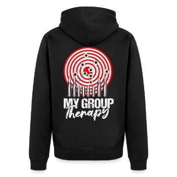 Waffenliebhaber Munition, Schießstand - Unisex Premium Bio Zip Hoodie - Schwarz - Hinten - Nico (187cm)