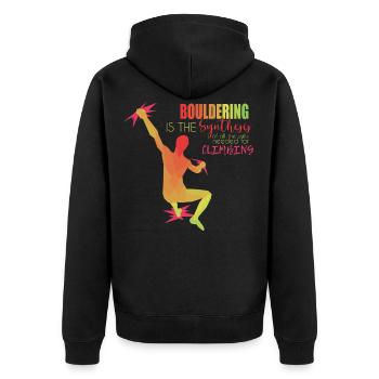 Bouldering - Unisex Premium Organic Zip Hoodie - black - Back - Nico (187cm)