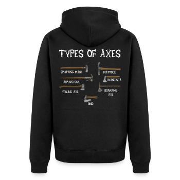 Arten Von Äxten, Axt, Wikinger, Wikinger, Nordisch - Unisex Premium Bio Zip Hoodie - Schwarz - Hinten - Nico (187cm)