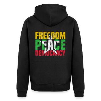Freedom - Paix - Démocratie pour Myanmar - Veste à capuche bio Premium Unisexe - noir - Dos - Nico (187cm)