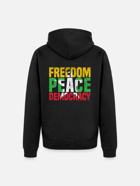 Freedom - Peace - Democracy für Myanmar - Unisex Premium Bio Zip Hoodie - Schwarz