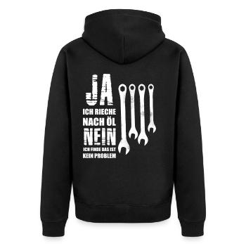 Kfz-Mechaniker Schrauber Mechatroniker Schrauben - Unisex Premium Bio Zip Hoodie - Schwarz - Hinten - Nico (187cm)